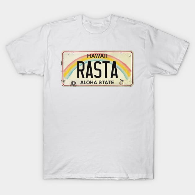 Vintage Hawaii License Plate RASTA T-Shirt by HaleiwaNorthShoreSign